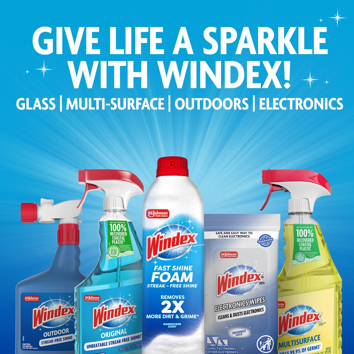 Windex Glass and Window Cleaner Spray Bottle, Bottle Made from 100% Recycled Plastic, Surface