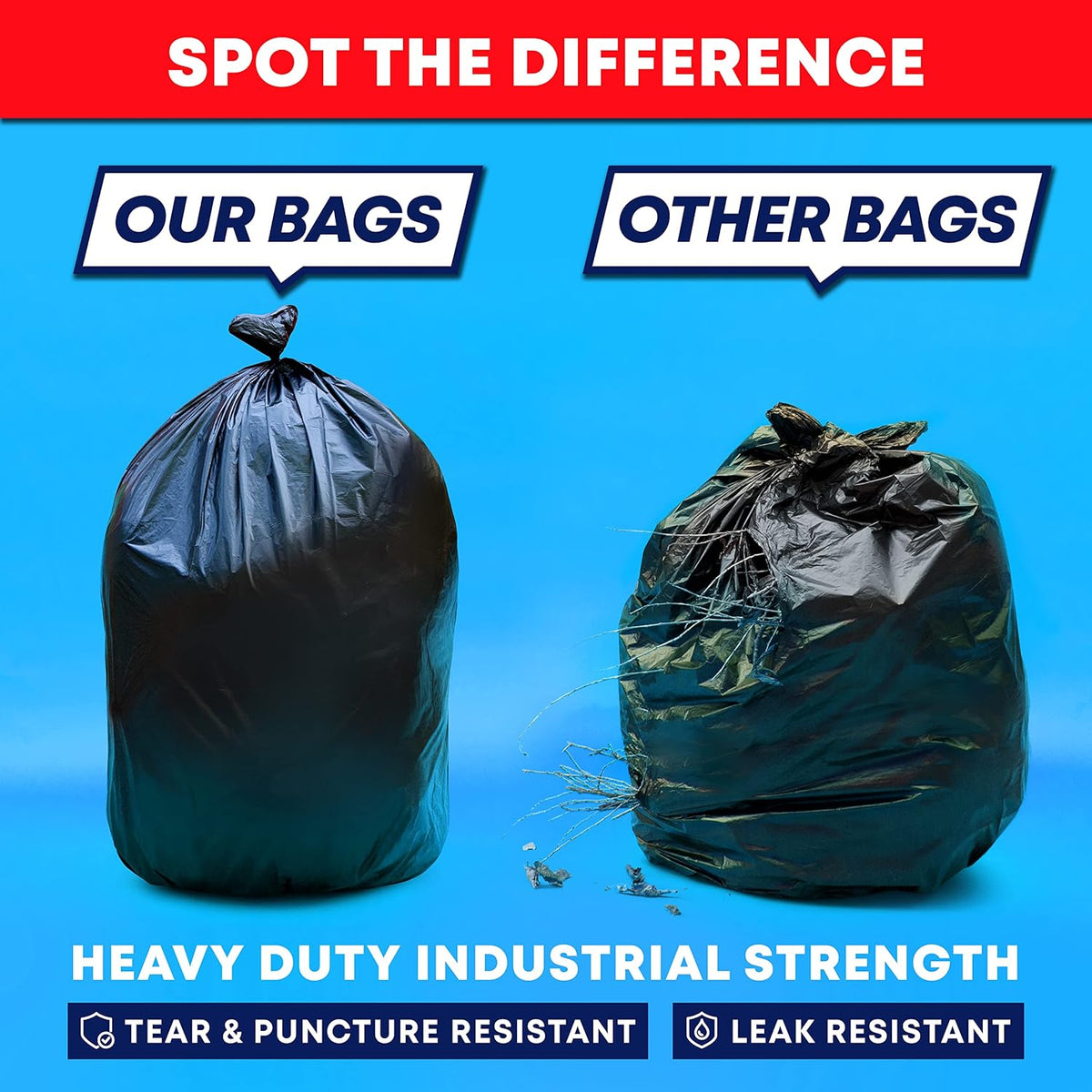95 Gallon Trash Bags Heavy Duty | Mega-Value Pack 72 Bags | Extra Large Black Can Liners | 90-100