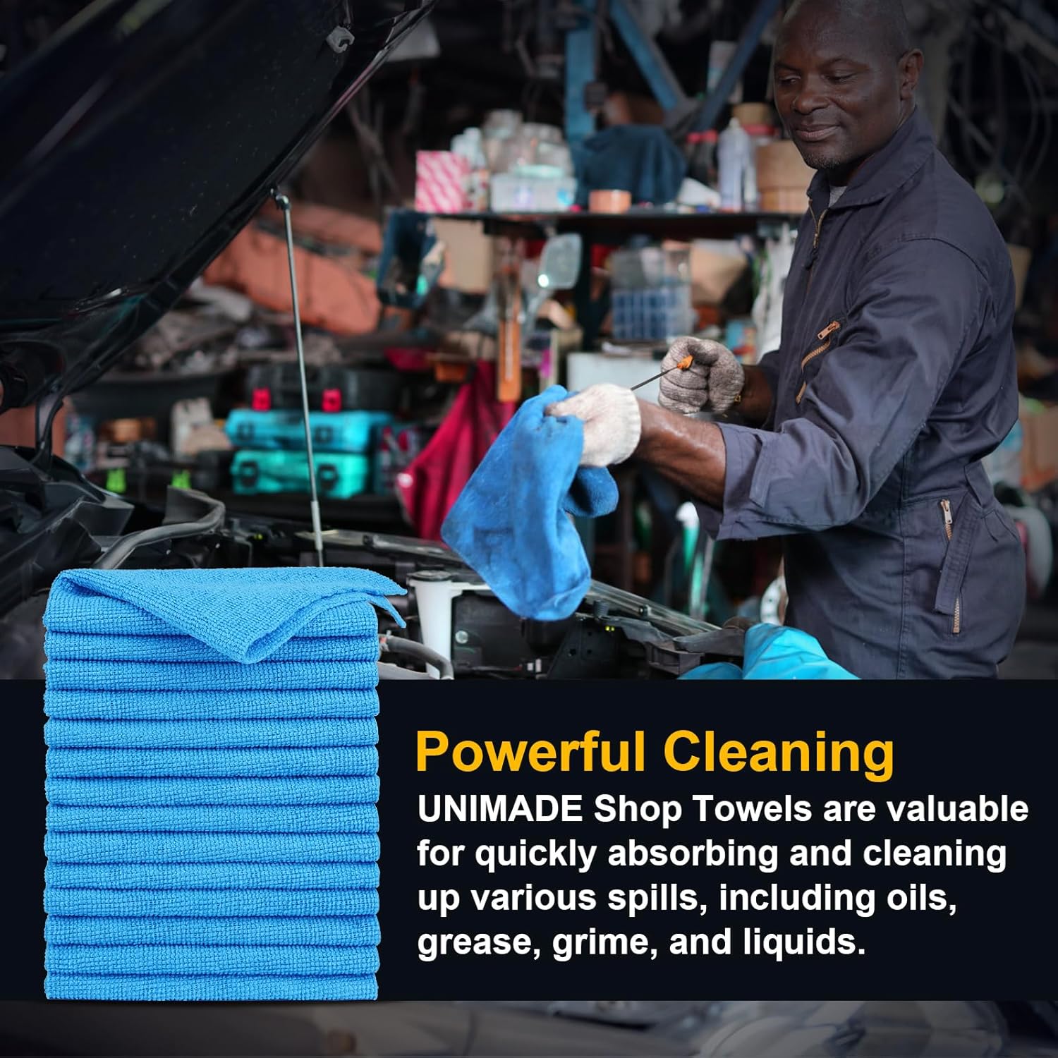 Shop Towels Rags, 150 Pack Reusable Shop Rags Bulk Microfiber Cleaning Cloth Lint Free Cleaning
