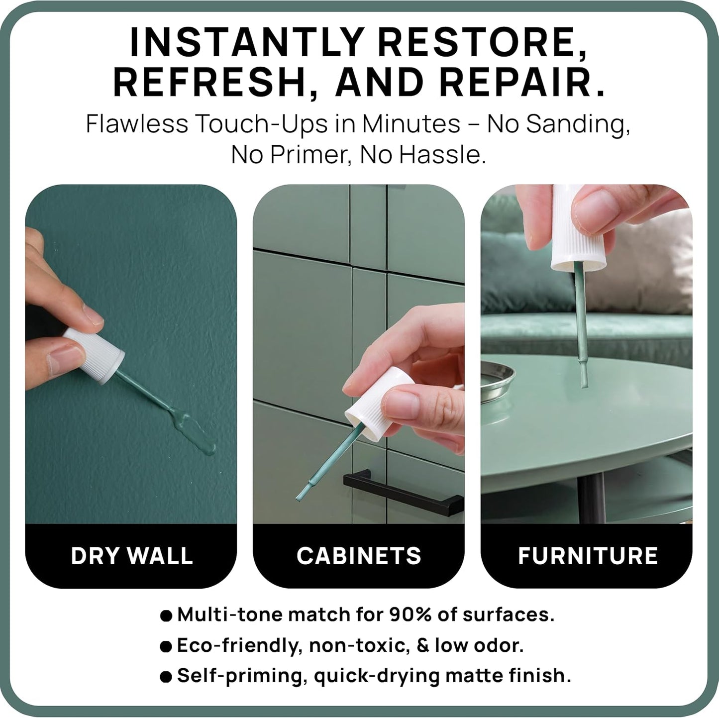 spot. Touch-Up Paint | Matte Finish for Cabinets, Walls, Doors & Furniture | Multi-Tone Green