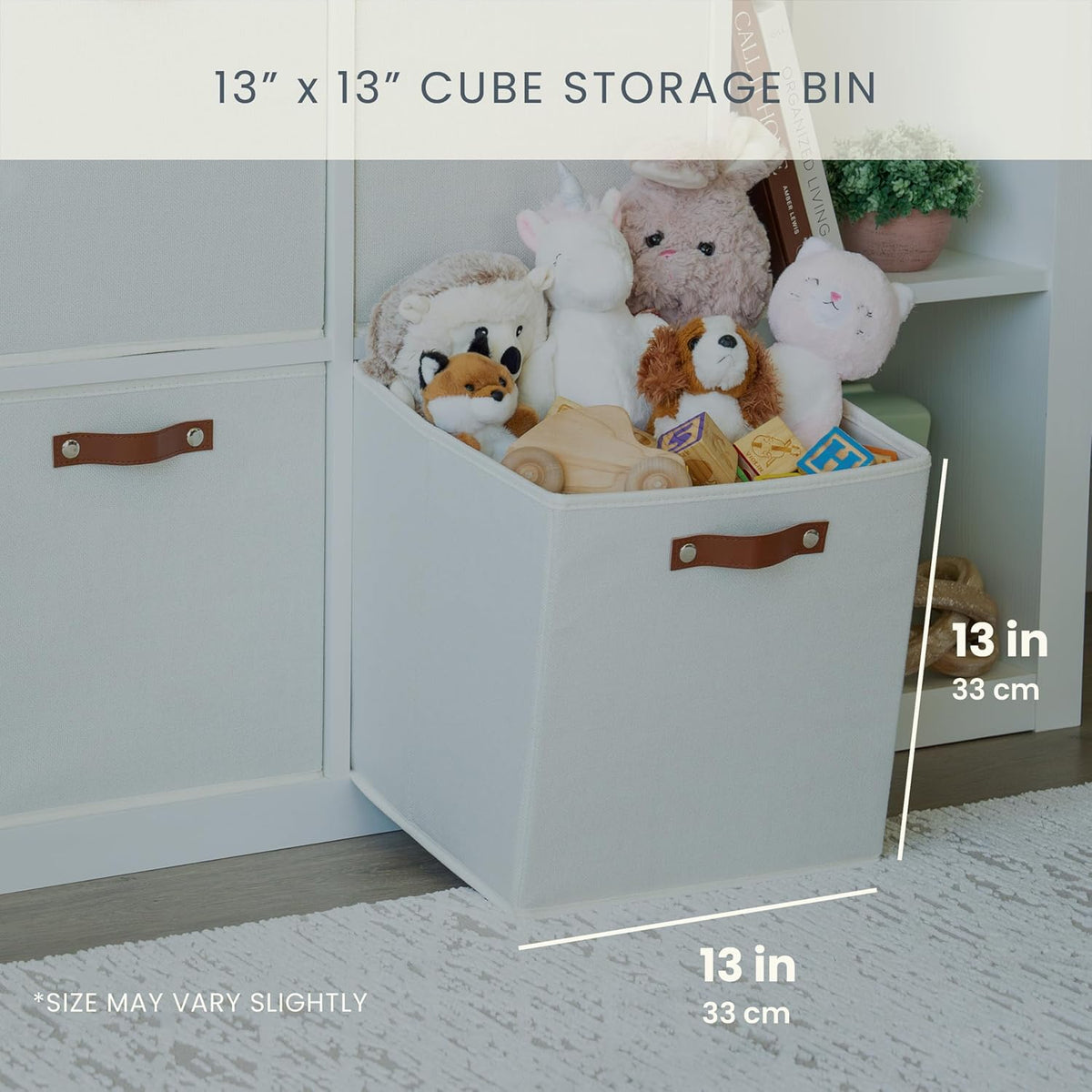OrganiHaus 13x13 Cube Fabric Storage Bins Set of 4, Fabric Storage Cubes w/ Vegan Handles, 13 inch
