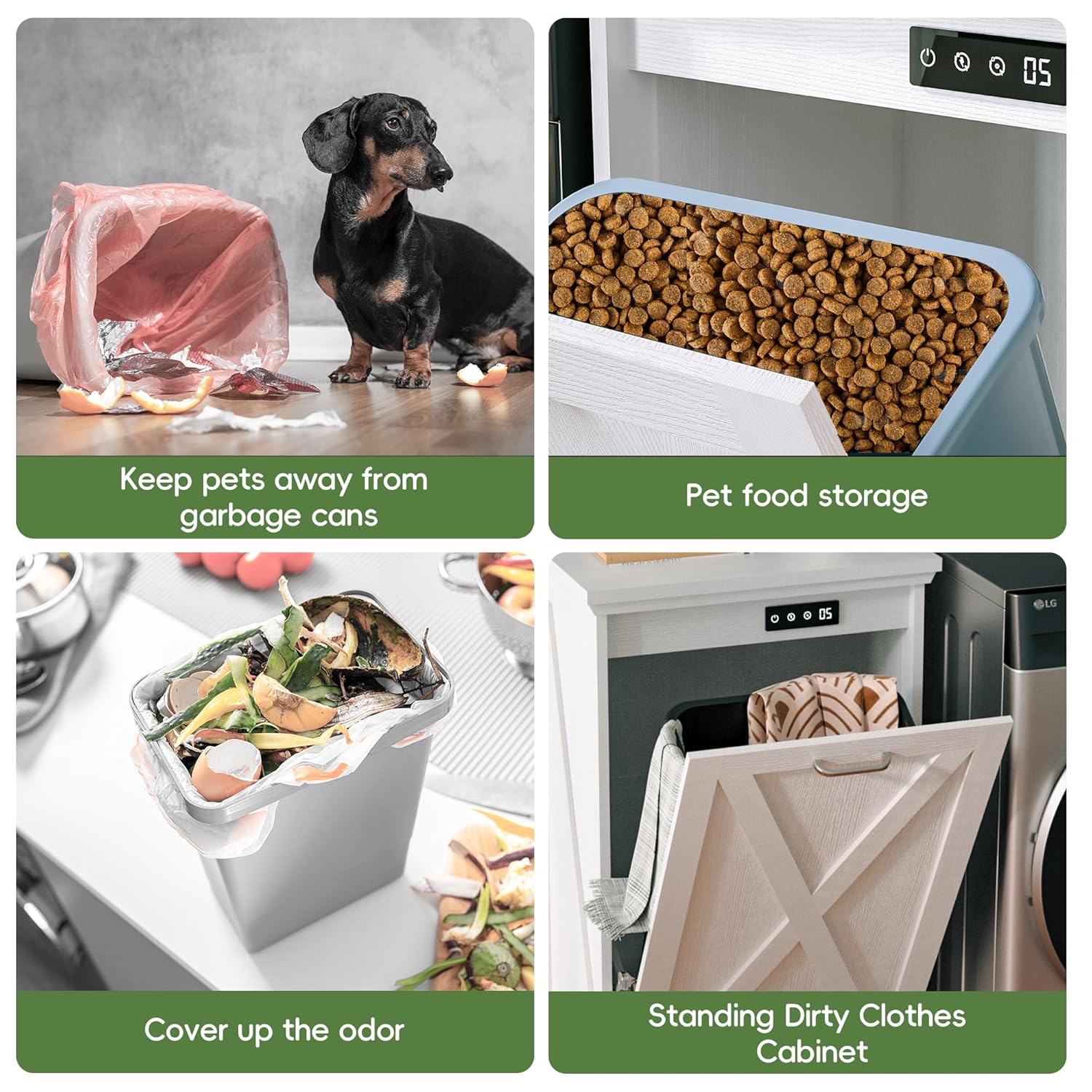 Betterhood TOLEAD Tilt Out Trash Can Cabinet, Hidden Trash Bin with Deodorizing & Negative Ion