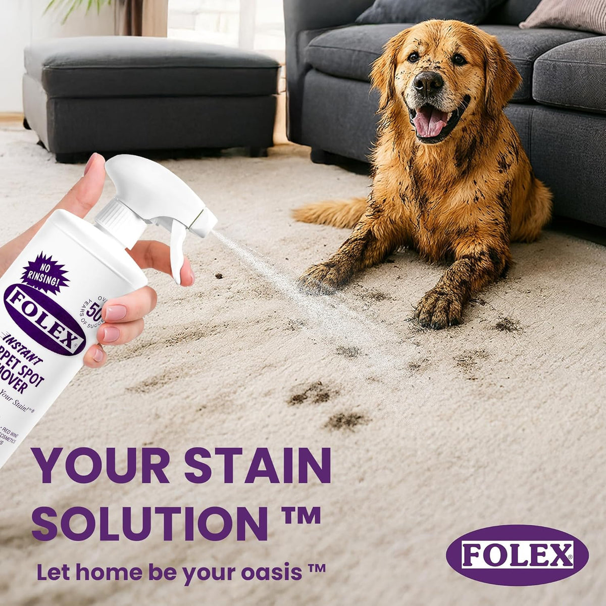 FOLEX Instant Carpet Spot Remover 128 oz - Powerful Stain Remover for Carpets, Upholstery & Rugs