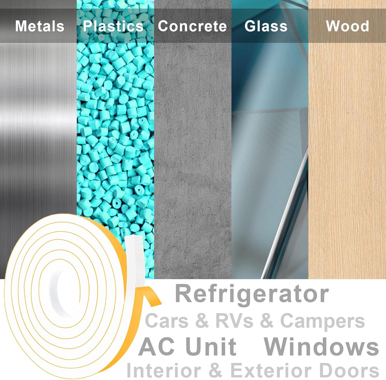 High Density Foam Weather Stripping Door Seal Strip Insulation Tape Roll for Insulating Door Frame