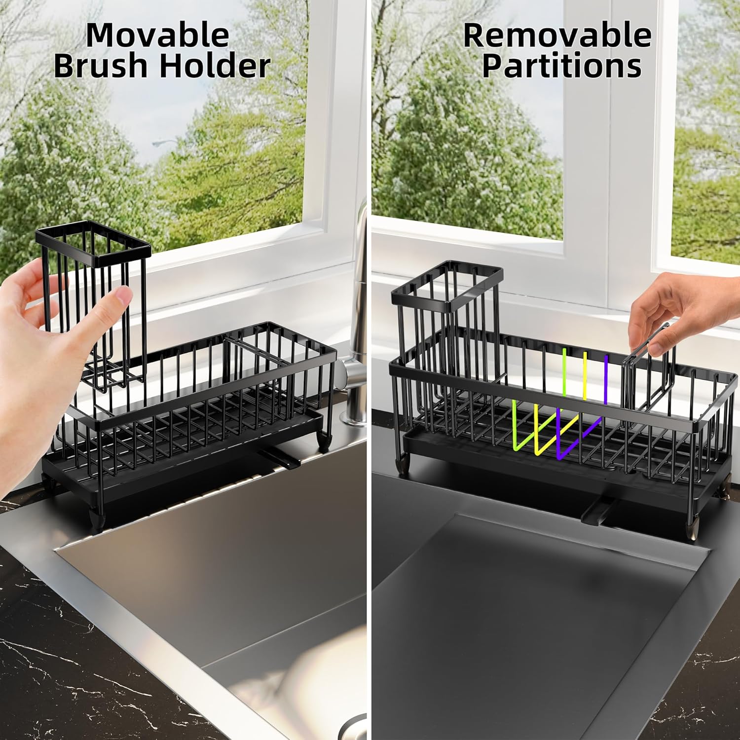 Moforoco Extra Large Sponge Holder for Kitchen Sink Organizer Caddy, Dish Brush Scrubber