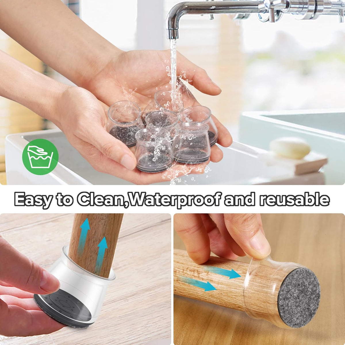 24PCS Upgraded Silicone Chair Leg Floor Protectors for Hardwood Floors, Furniture Sliders for Chair
