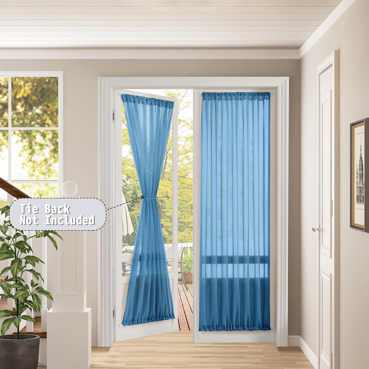 Tollpiz Sheer Door Curtain Closet Linen Textured Curtains Sheer Doorway Light Filtering Voile Patio