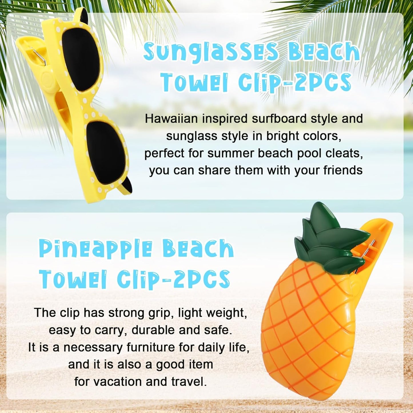 Sieral 8 Pcs Beach Towel Clips Beach Chair Pool Clips for Chairs Plastic Windproof Holder Funny