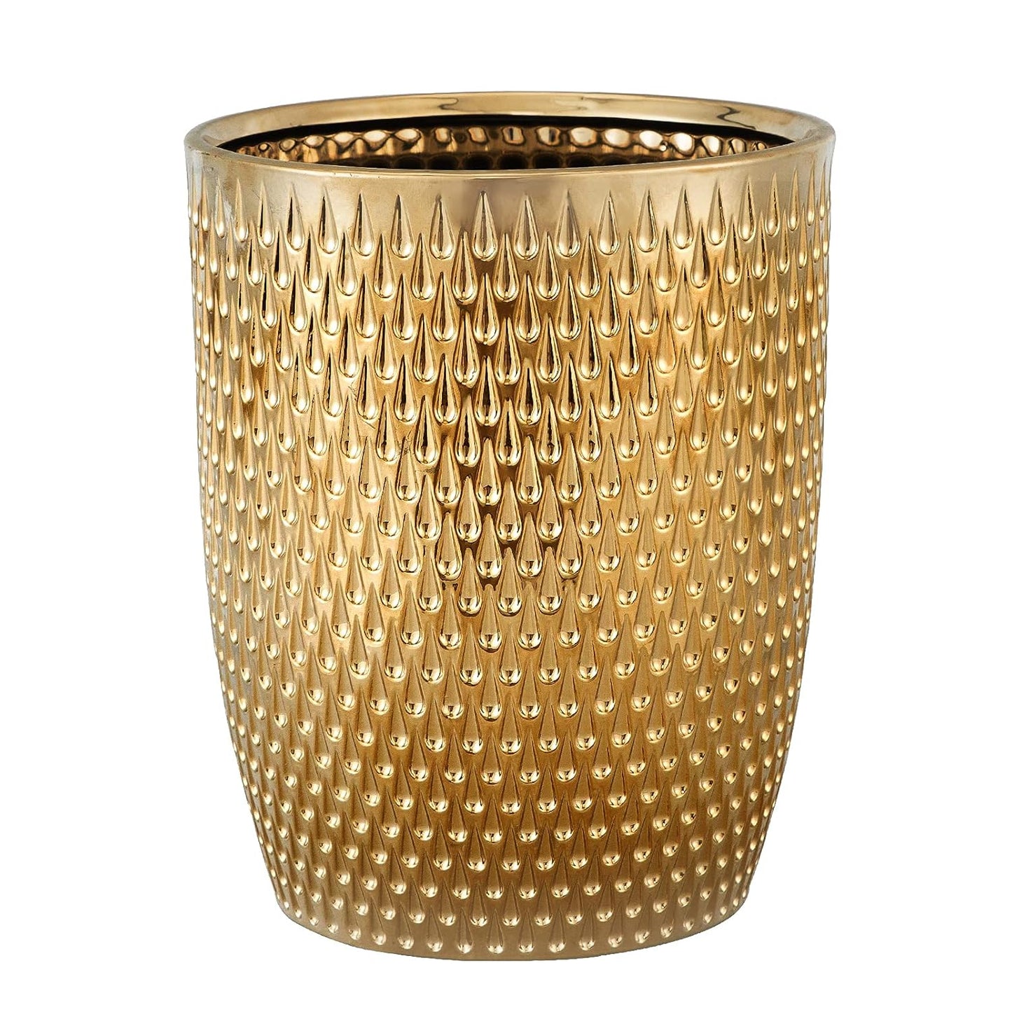 Modern Golden Small Trash Can Wastebasket, Garbage Container Bin for Bathrooms, Powder Rooms