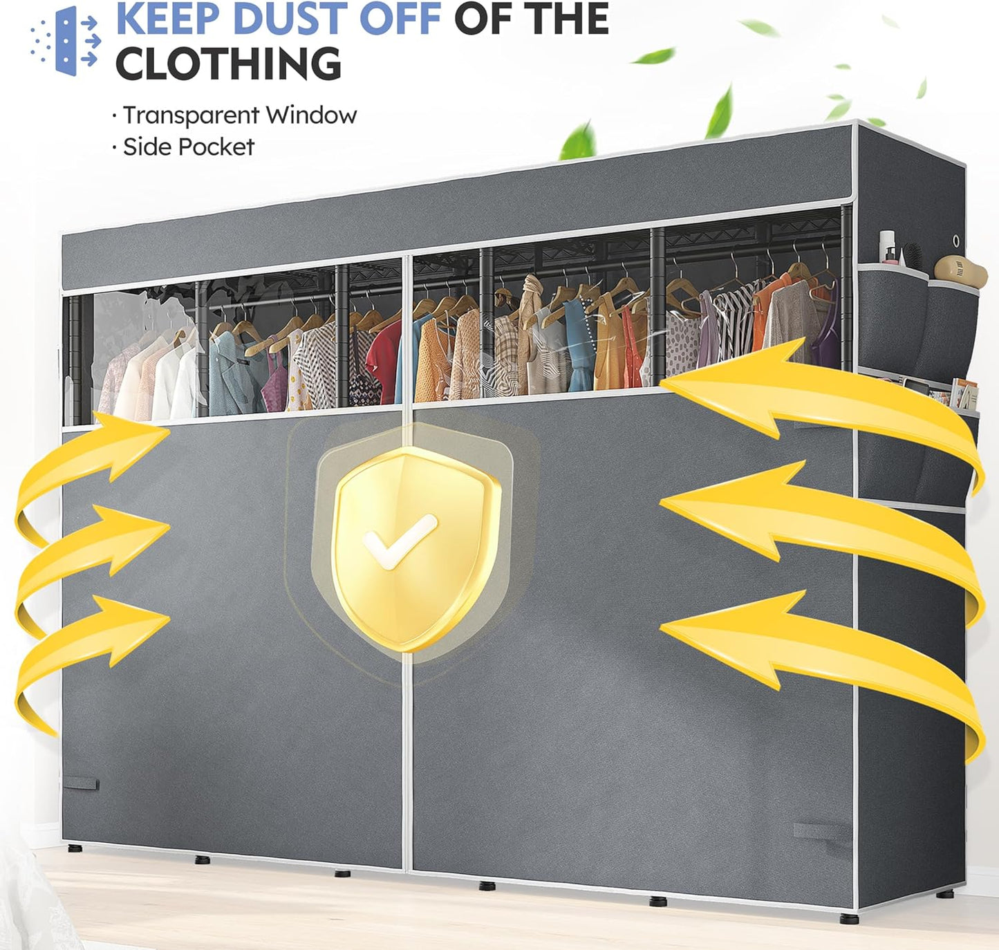 Raybee 90.6" W Clothes Rack with Cover Heavy Duty Clothing Rack with Cover Loads 1200LBS