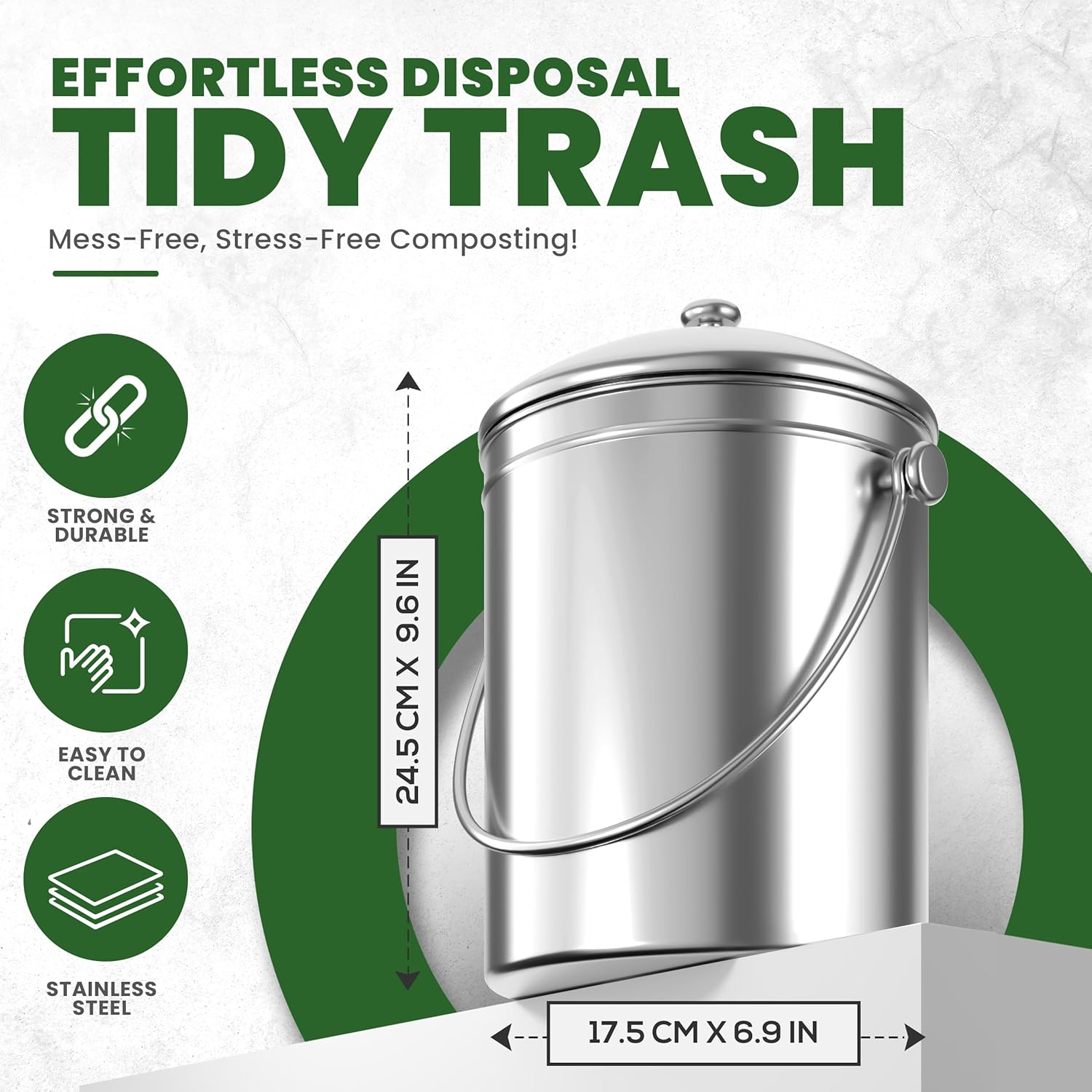 Utopia Kitchen Compost Bin for Kitchen Countertop, 1 Gallon Compost Bucket for Kitchen with Lid