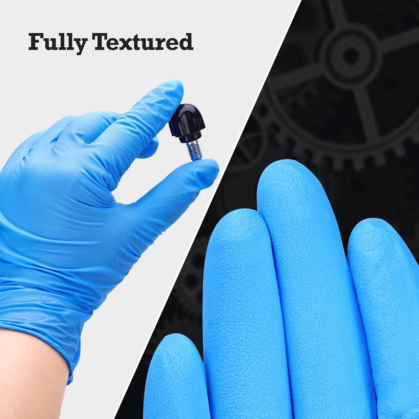 TitanFlex Heavy-Duty Blue Nitrile Gloves, 6-mil, Fully Textured, Mechanic Disposable Gloves