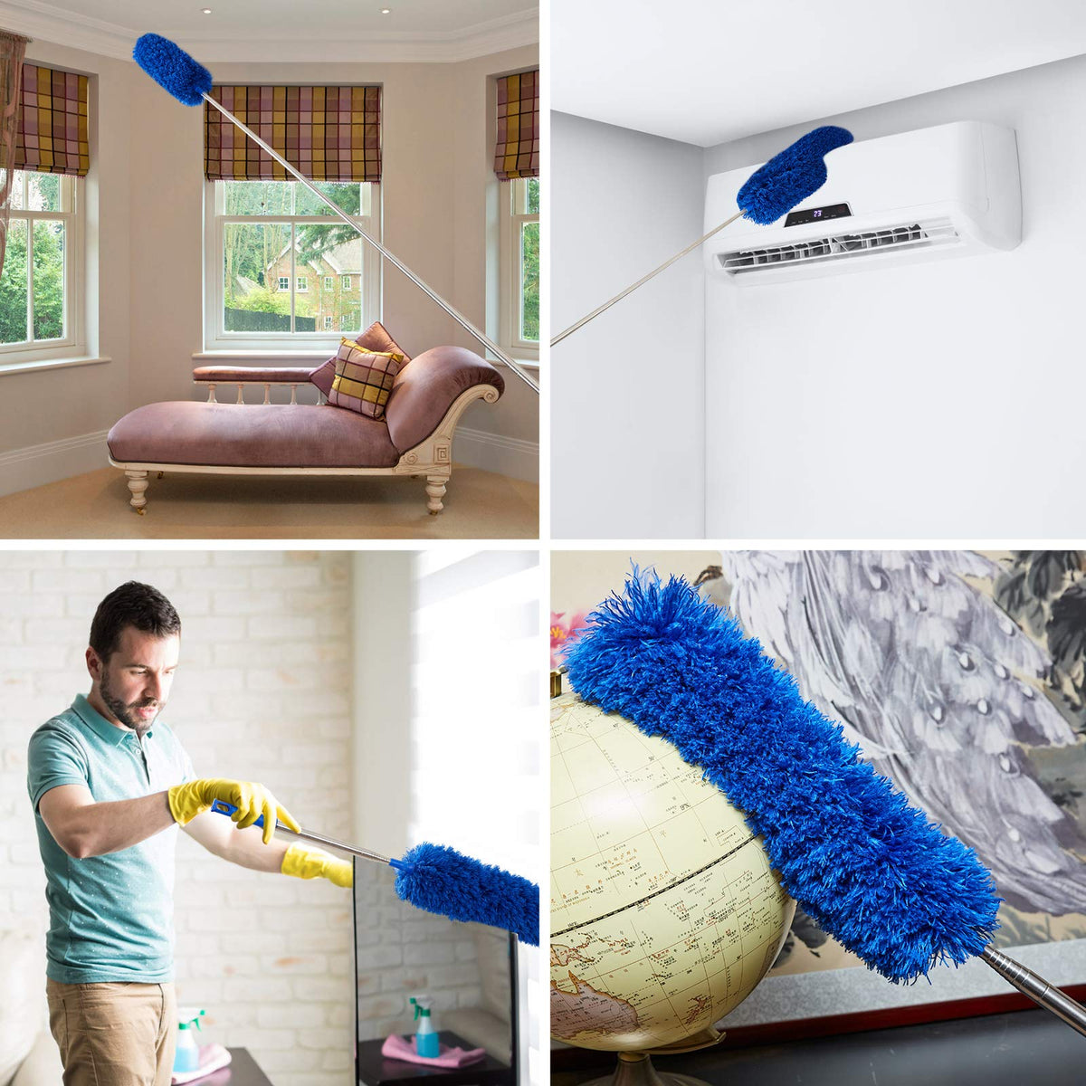 Cobweb Duster with ExtensionPole,Dusters for Cleaning with 2 DusterHeads