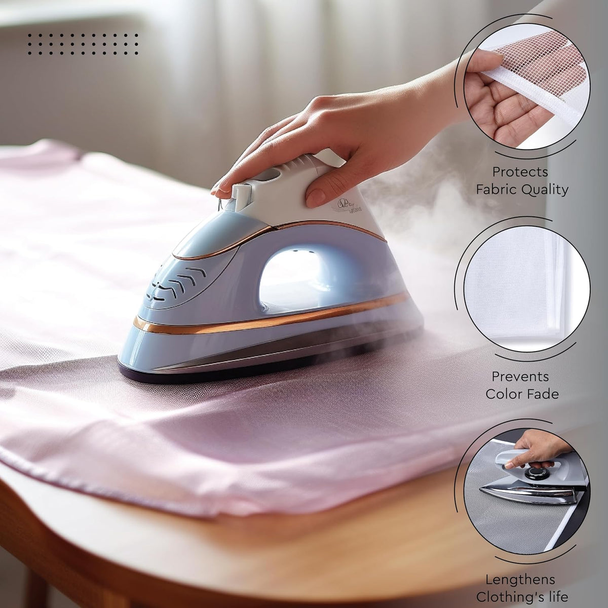 Encasa XO Ironing Board Cover and Pad 54"x15" - Free Silicone Iron Rest & Mesh Cloth - 4mm Felt