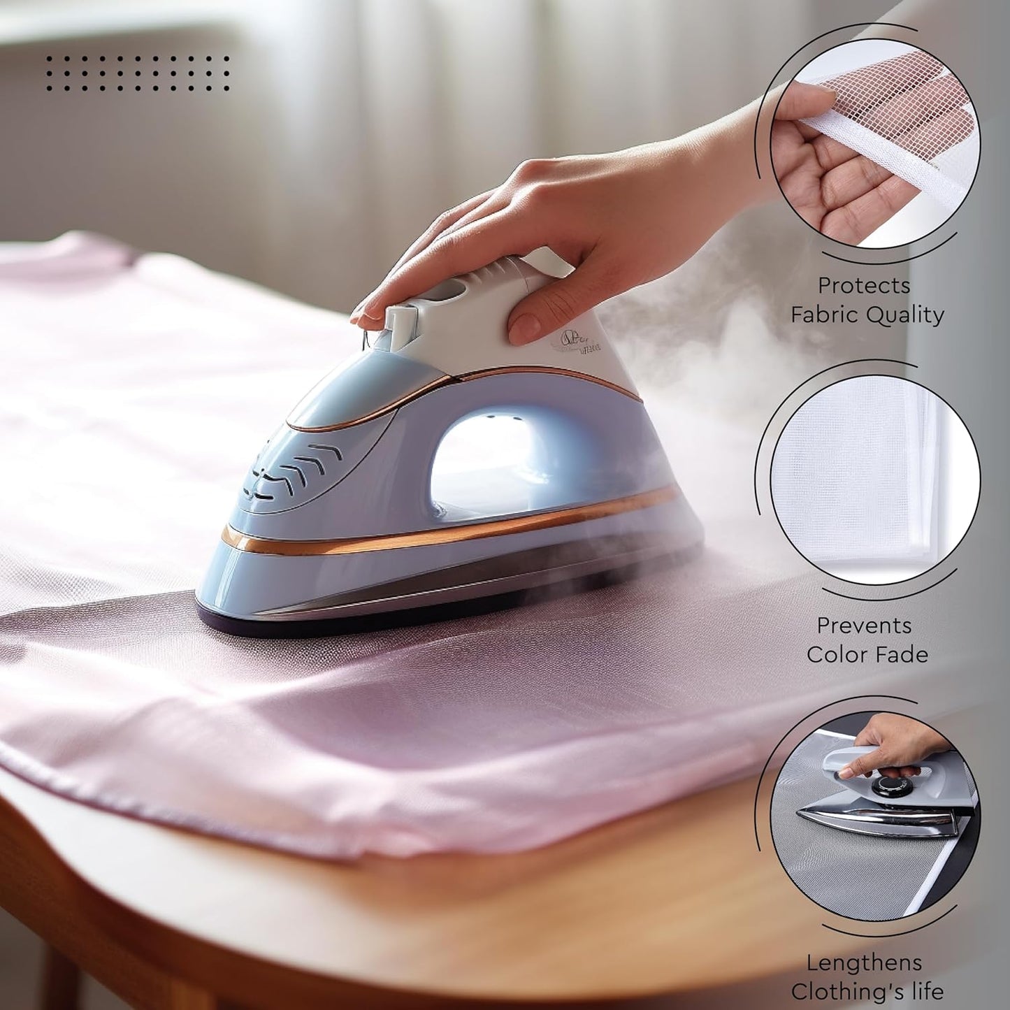 Encasa XO Ironing Board Cover and Pad 42"x14" - Free Silicone Iron Rest & Mesh Cloth - 4mm Felt