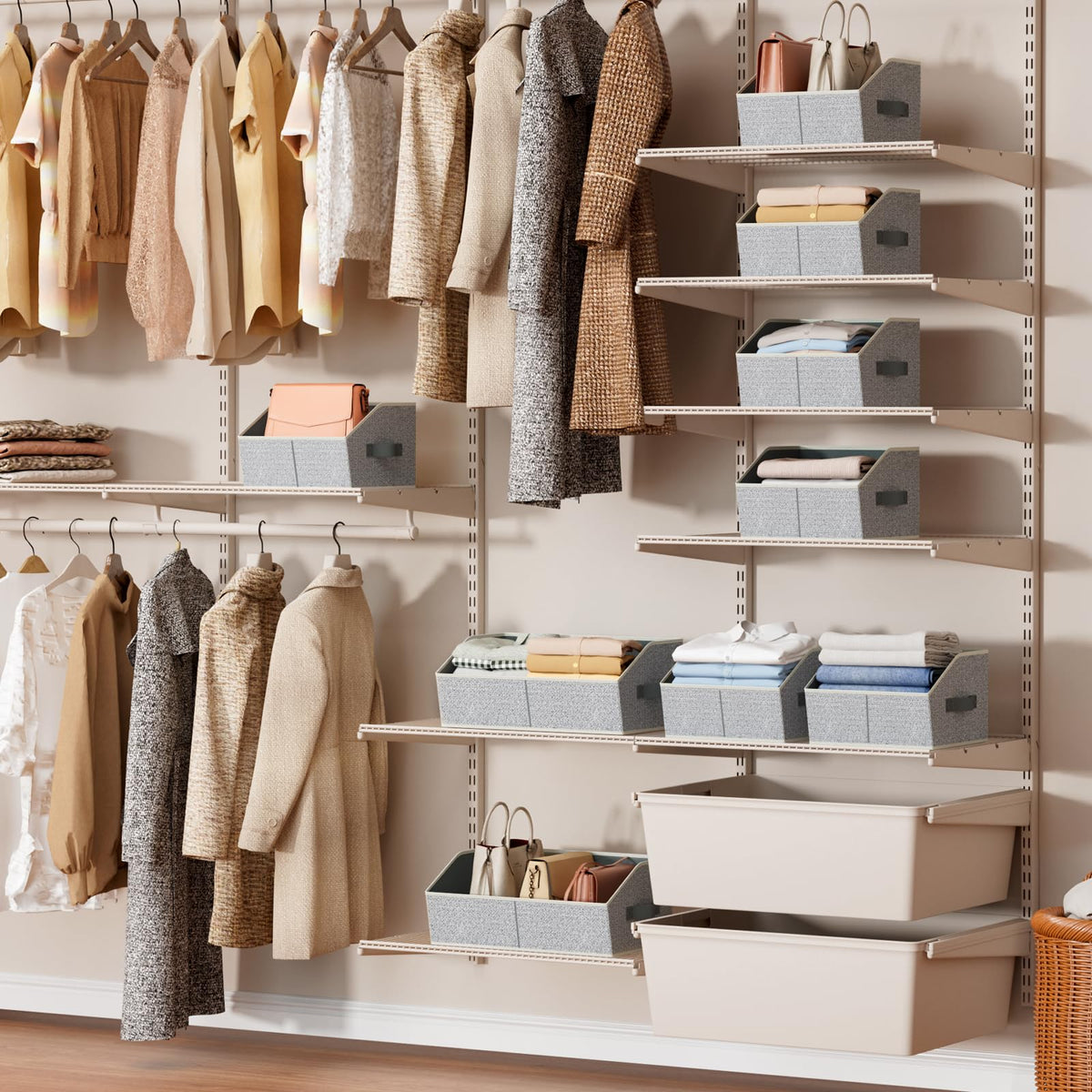 Homsorout Closet Organizers Bins 6 Packs - Large Closet Shelf Organizer with Handles, Fabric