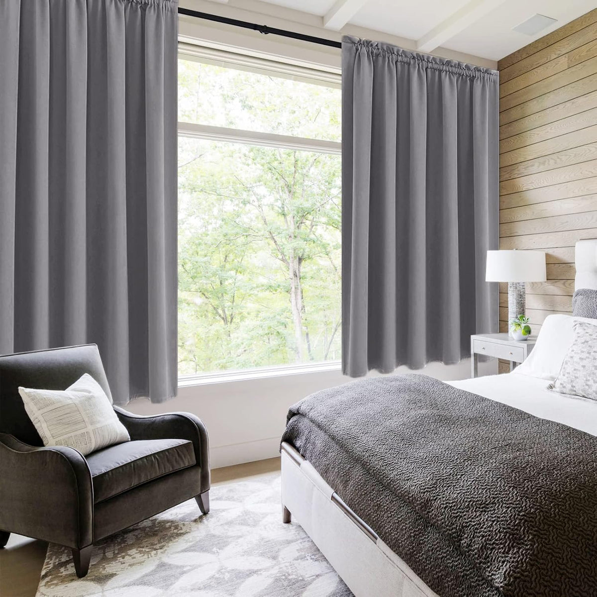 DWCN Blackout Curtains for Bedroom – Rod Pocket Thermal Insulated Noise Reducing Noise Reducing