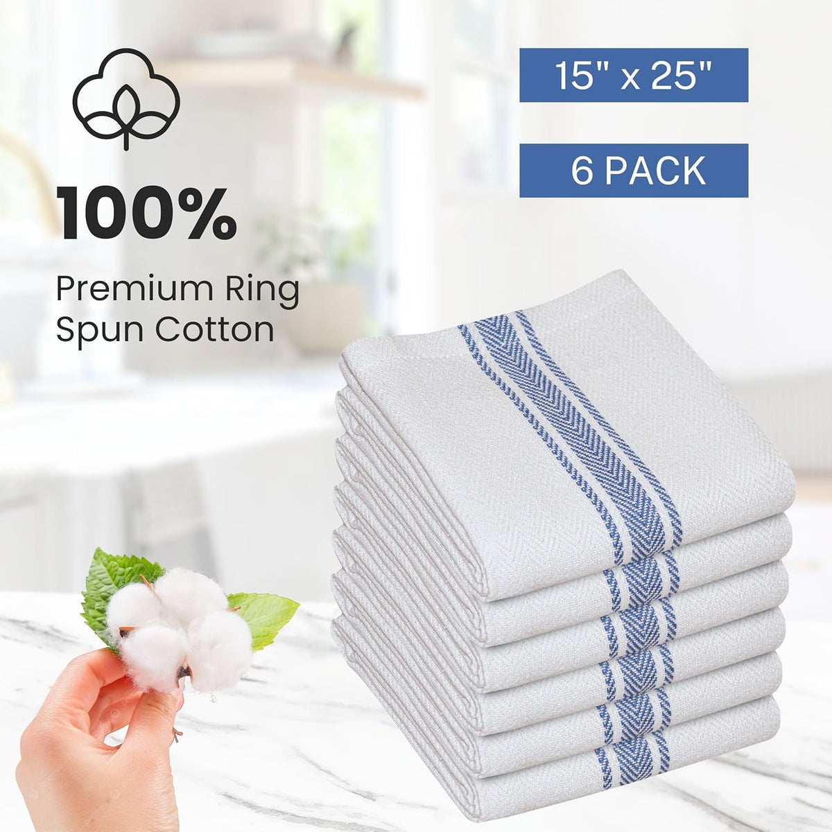 WHITEWRAP Kitchen Dish Towels for Kitchen, Highly Absorbent for Drying and Cleaning, Durable and