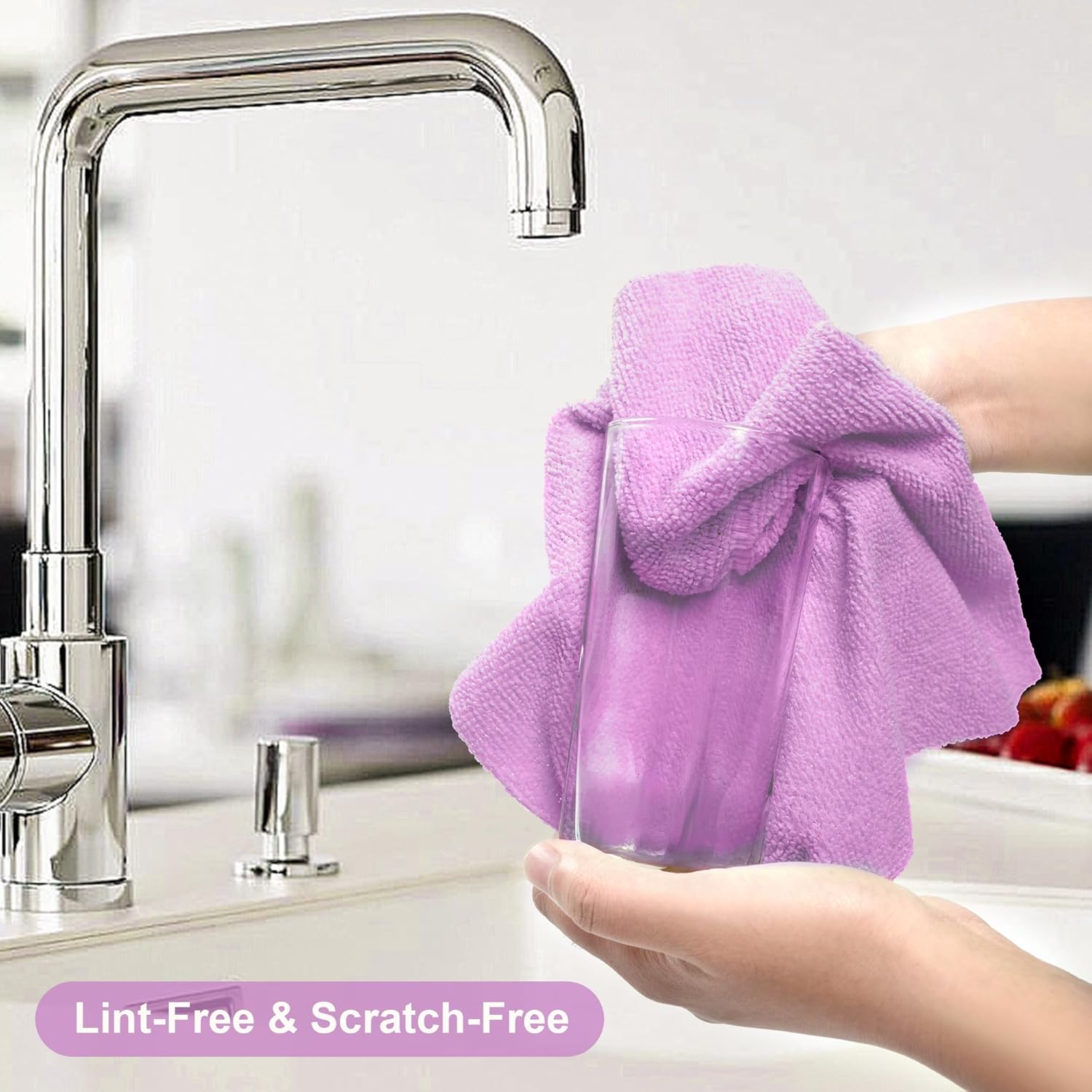 LIVOS Microfiber Cleaning Cloth Roll - 80 Pack, Reusable Paper Towels Purple Tear Away Towels