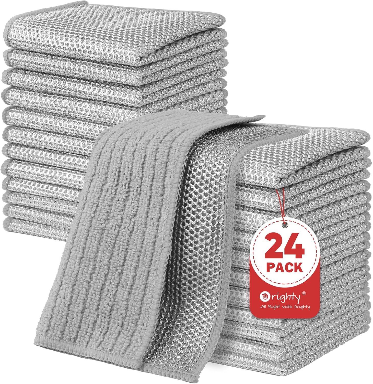 Orighty Multipurpose Wire Dishwashing Rag 24 Pcs, Upgraded Double-Layer Non-Scratch Wire Dish