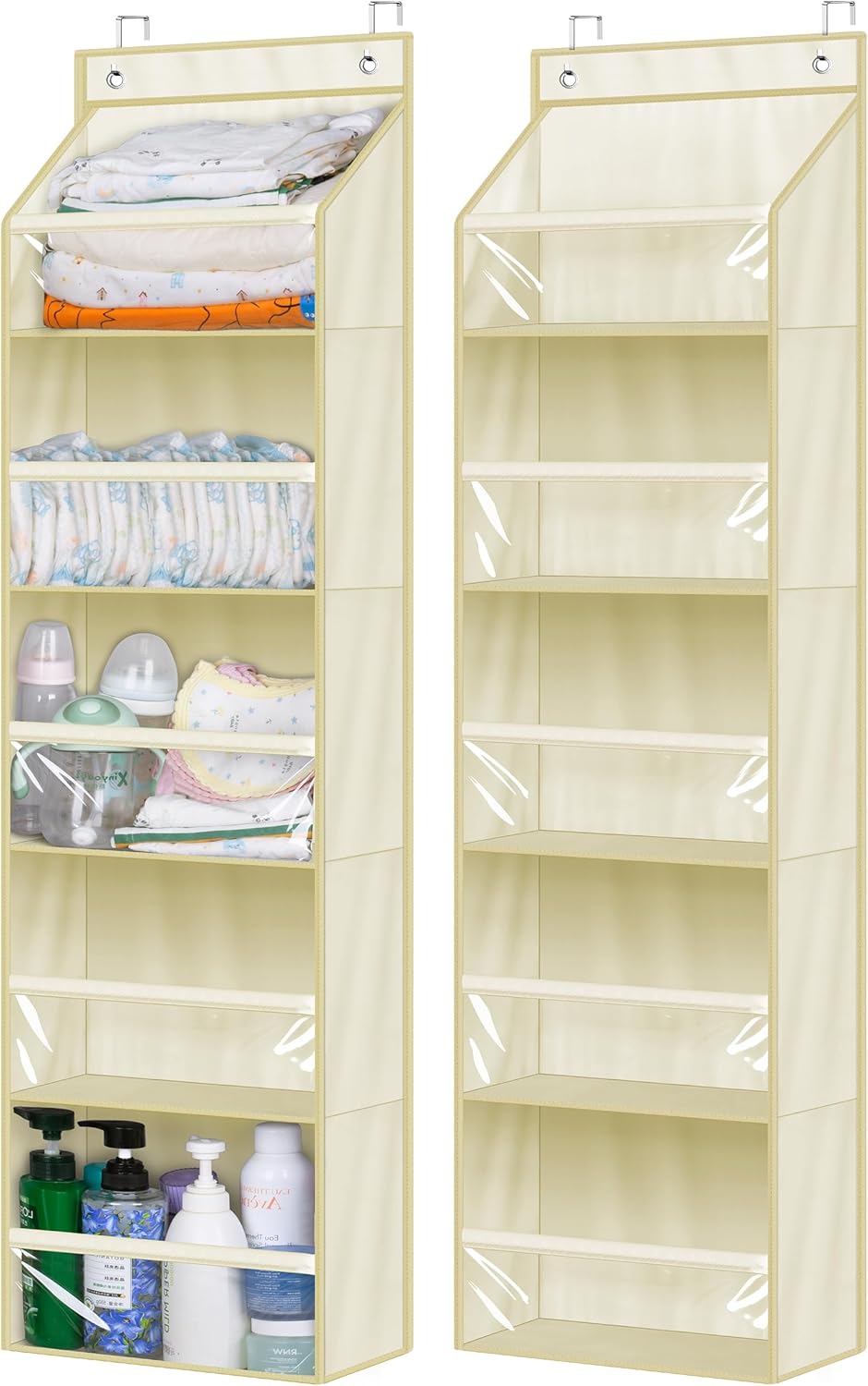 AOODA 2 Pack Over the Door Organizer, Large Capacity Closet Door Hanging Organizer, Clear Deep