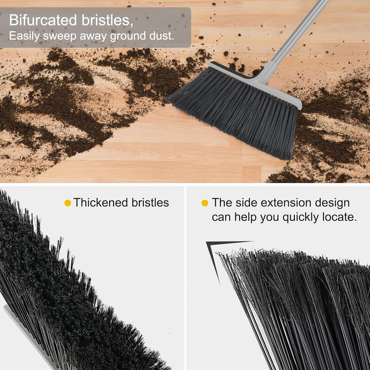 KeFanta 4 Packs Outdoor Broom Heavy Duty with 55" Long Handle, Commercial Brooms for Sweeping
