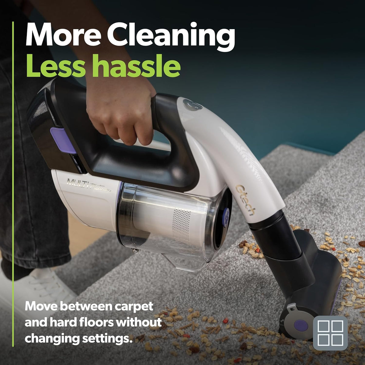 Gtech Multi Platinum Cordless Handheld Vacuum Cleaner - Portable Vacuum Cleaner for Car, Home, and