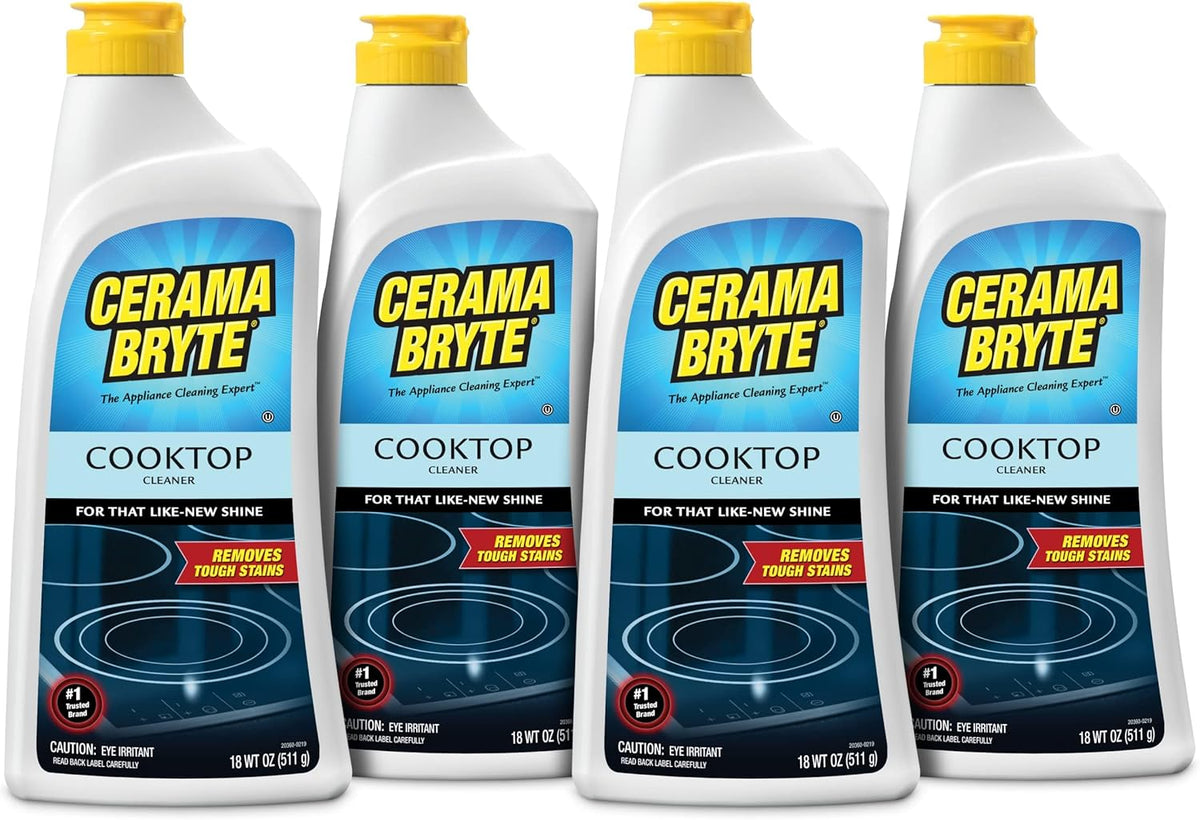 Cerama Bryte Removes Tough Stains Cooktop and Stove Top Cleaner for Glass - Ceramic Surfaces, 18