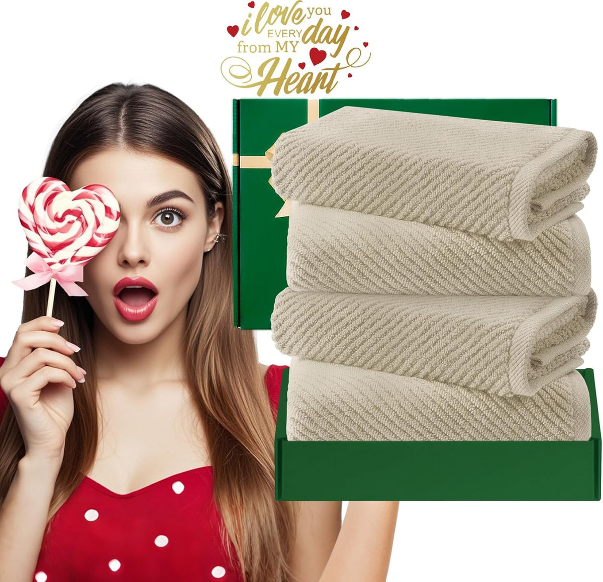 VOOVA & MOVAS Taupe Hand Towels for Bathroom, Large 18"x28" | 100% Cotton | Lightweight | Thick |
