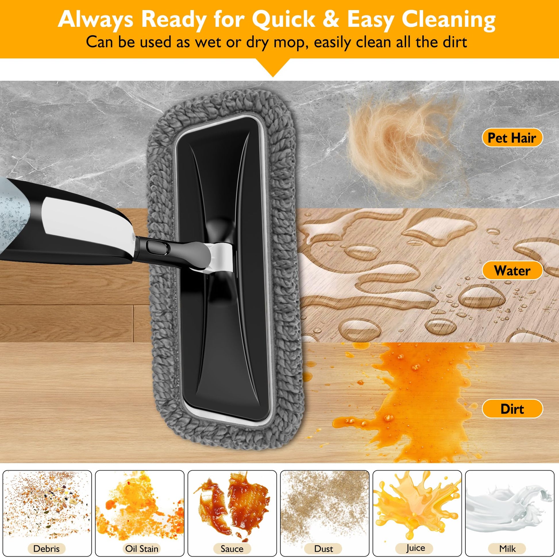 Spray Mop for Floor Cleaning: Microfiber Wet Dry Mops with 3 Washable Pads