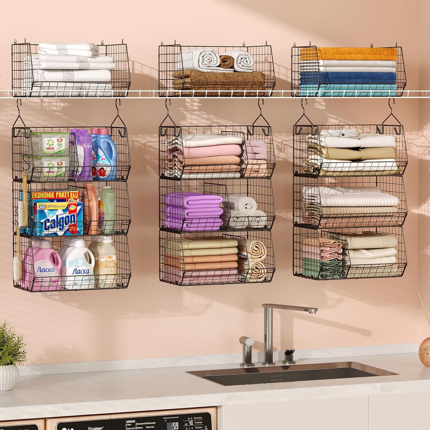 5 Tier Extra Large Closet Hanging Organizer with 5 Dividers,16.5"L x 11.8"W x 51.4"H Closet