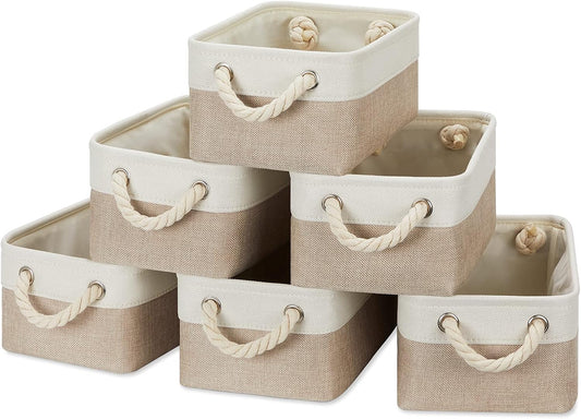 Temary Small Fabric Storage Baskets 6 Pcs Decorative Baskets Bins for Gifts Empty Foldable Storage