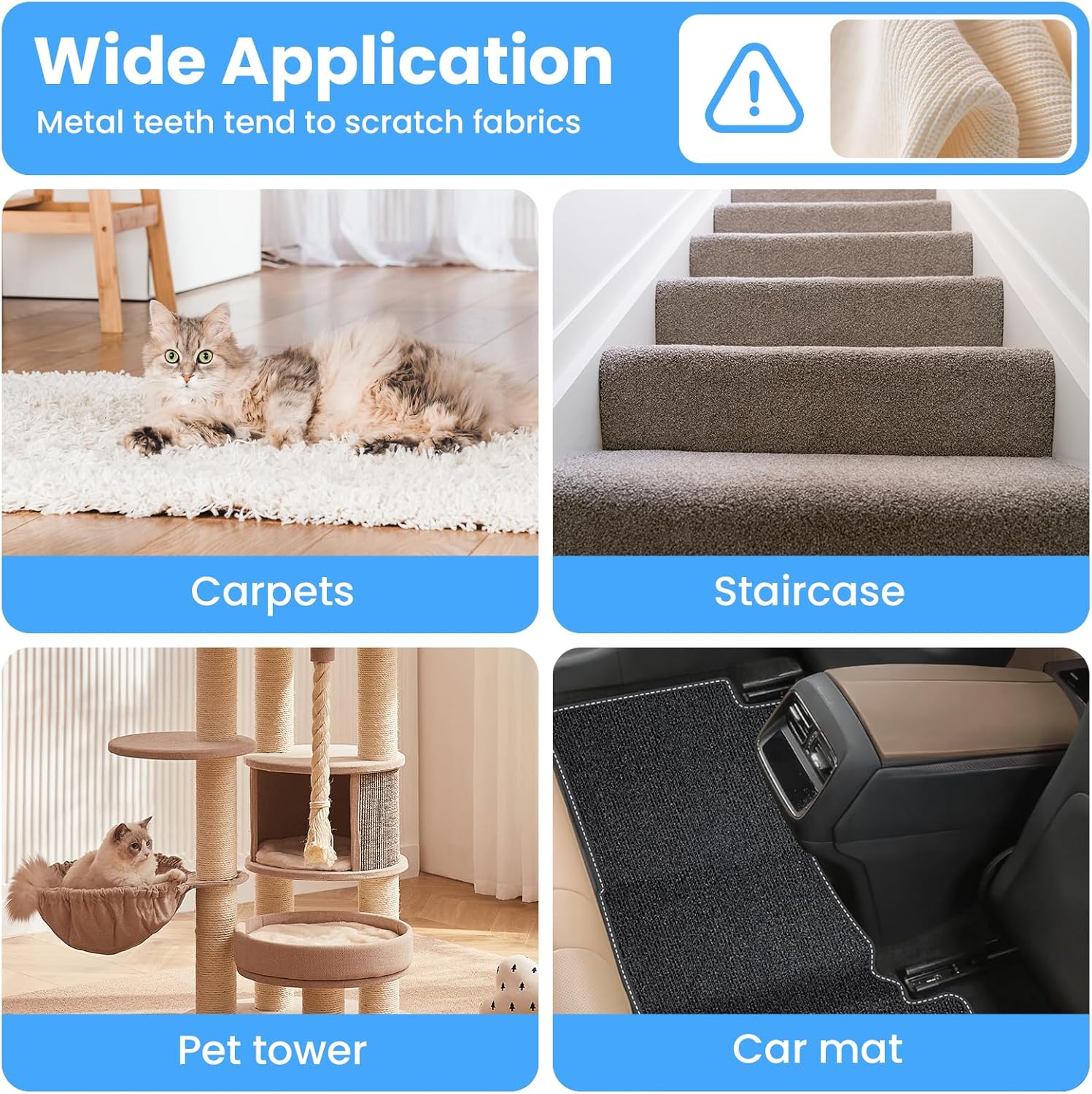 3 in 1 Carpet Rake for Pet Hair Removal, Tool Set of 3, 55” Long Handle Carpet Pet Hair Removal