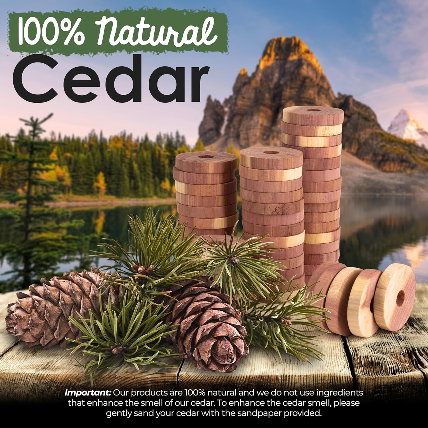 ecoKiwi Cedar Blocks for Clothes Storage - 28 Pack Cedar Rings - 100% Natural Aromatic Cedar for