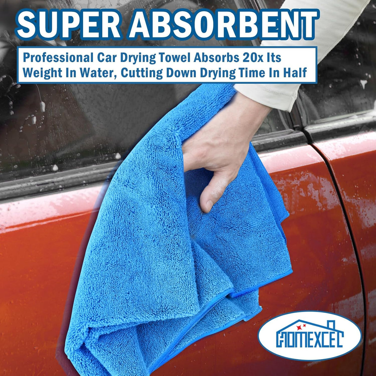 HOMEXCEL Professional Large Microfiber Car Drying Towels 2 Pack, Lint Free, Scratch Free, Highly