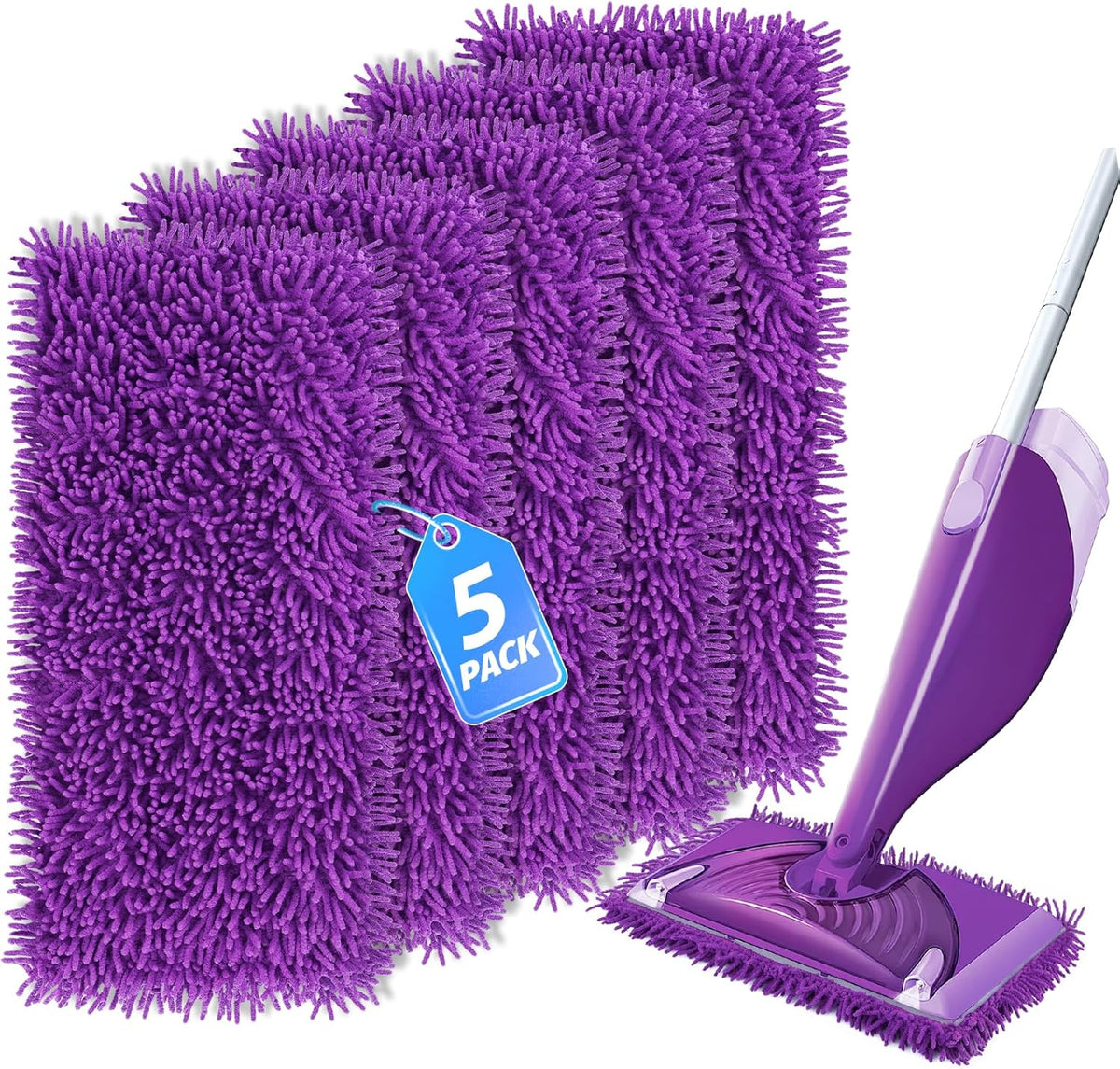 Reusable Mop Pads Compatible with Swiffer Wet Jet Mop Refills Microfiber Mopping Pads Wet & Dry Use