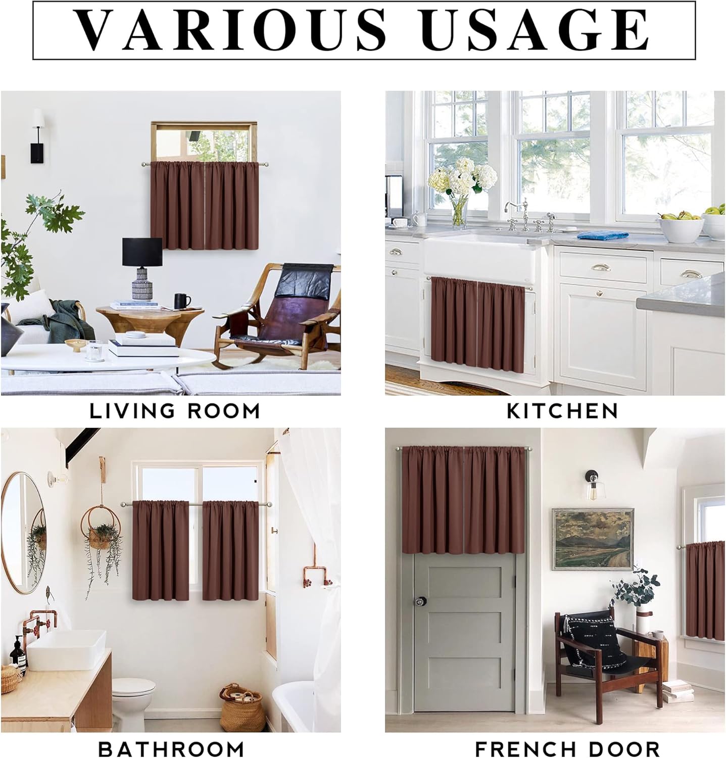 RYB HOME Blackout Curtains for Kitchen, Small Window Curtains Blinds, Thermal Insulating Drapes for