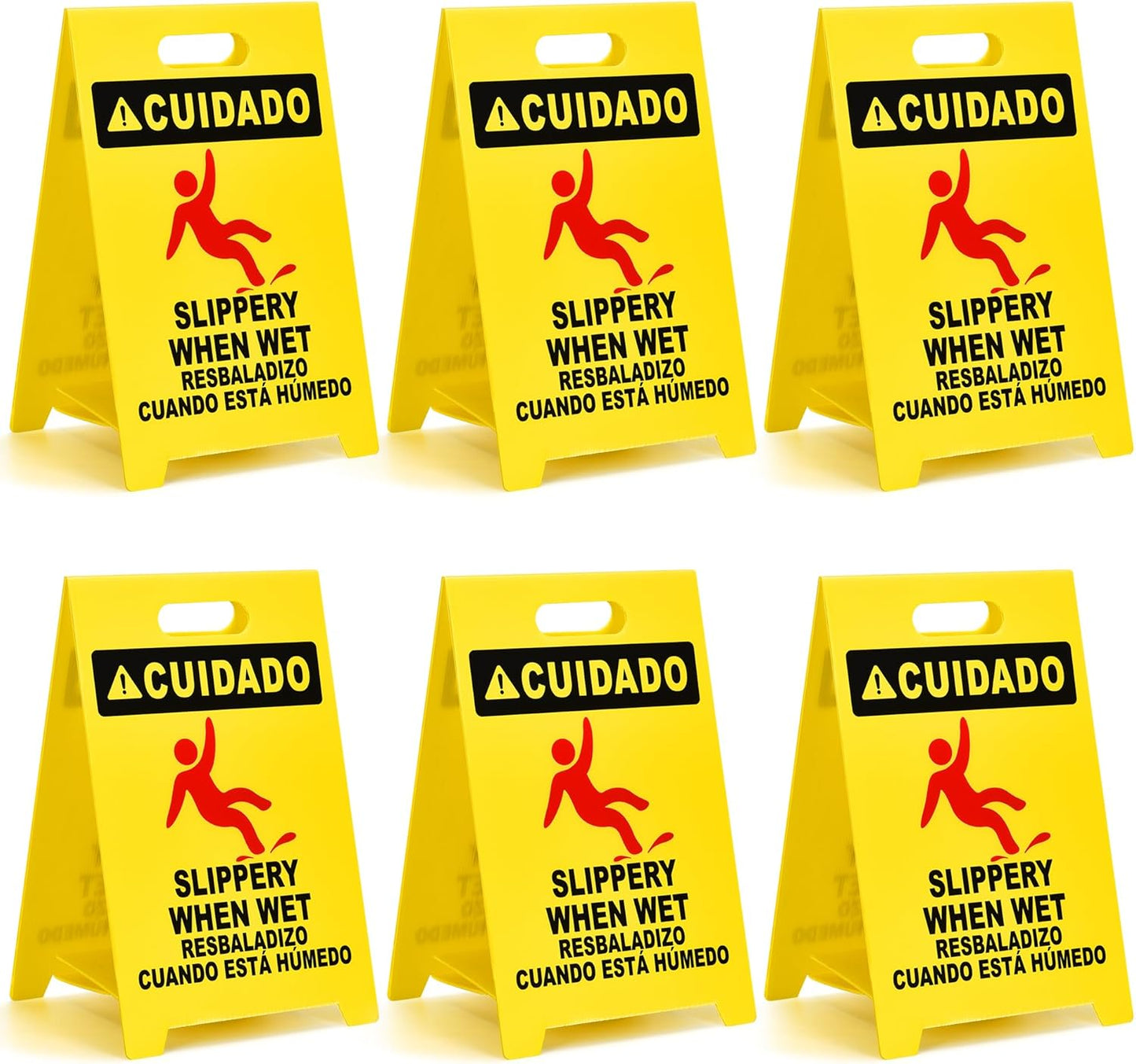 MATTHEW CLEANING 19'' Industrial Wet Floor Sign 6 Pack 2-Sided Durable Corrugated Plastic Birght