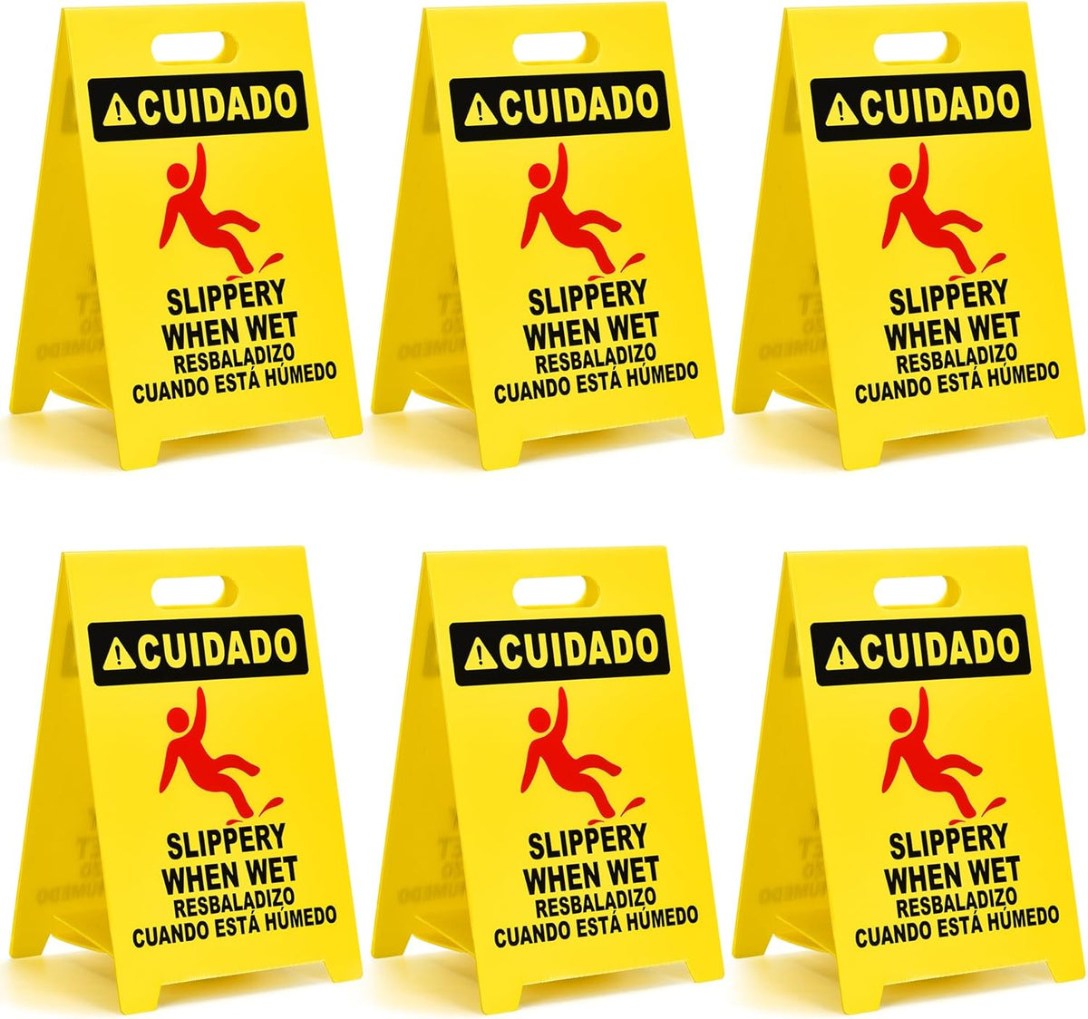 MATTHEW CLEANING 19'' Industrial Wet Floor Sign 6 Pack 2-Sided Durable Corrugated Plastic Birght