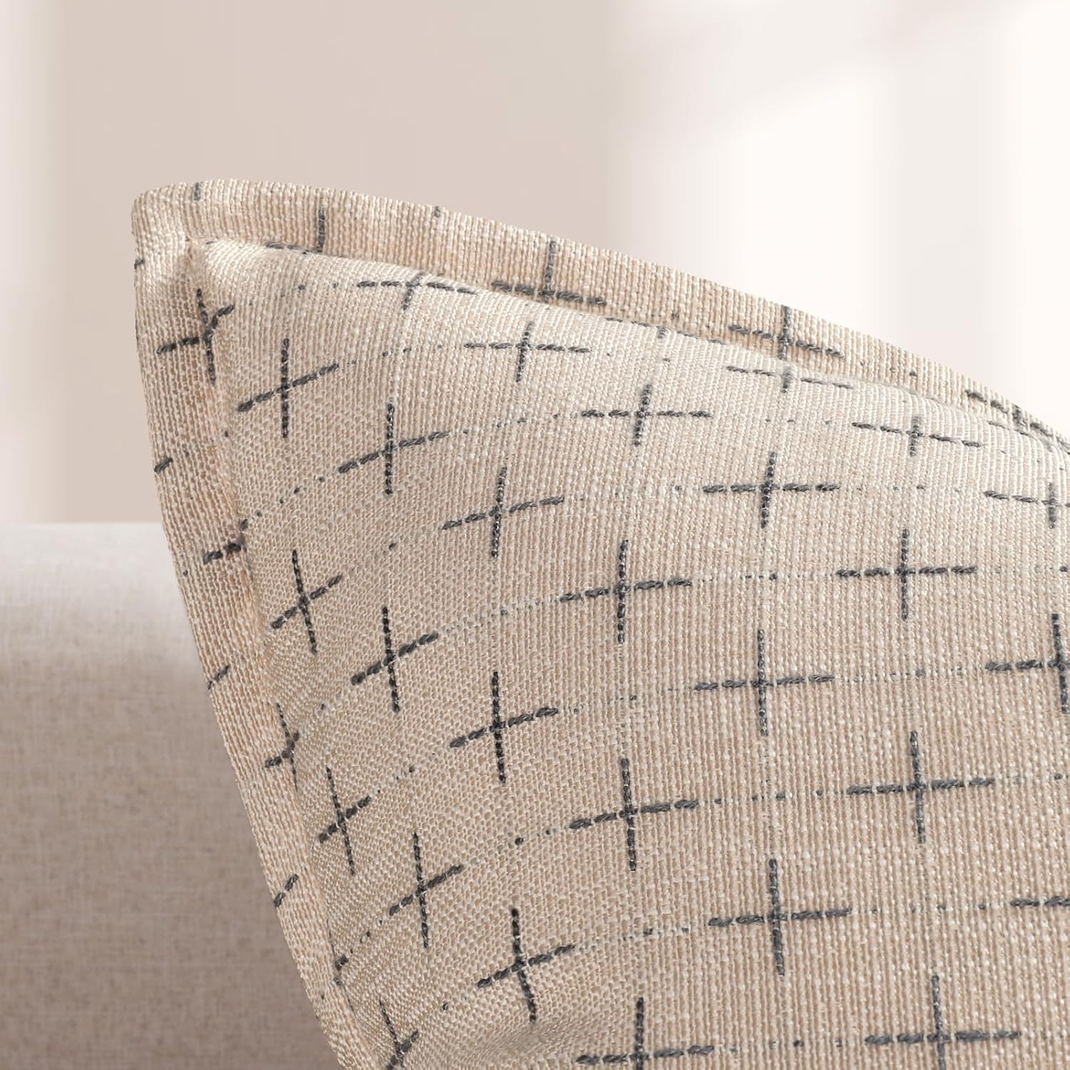 ZWJD Pillow Covers 22x22 Set of 2 Soft Polyester Textured Pillow Covers with Stylish Flange Edge