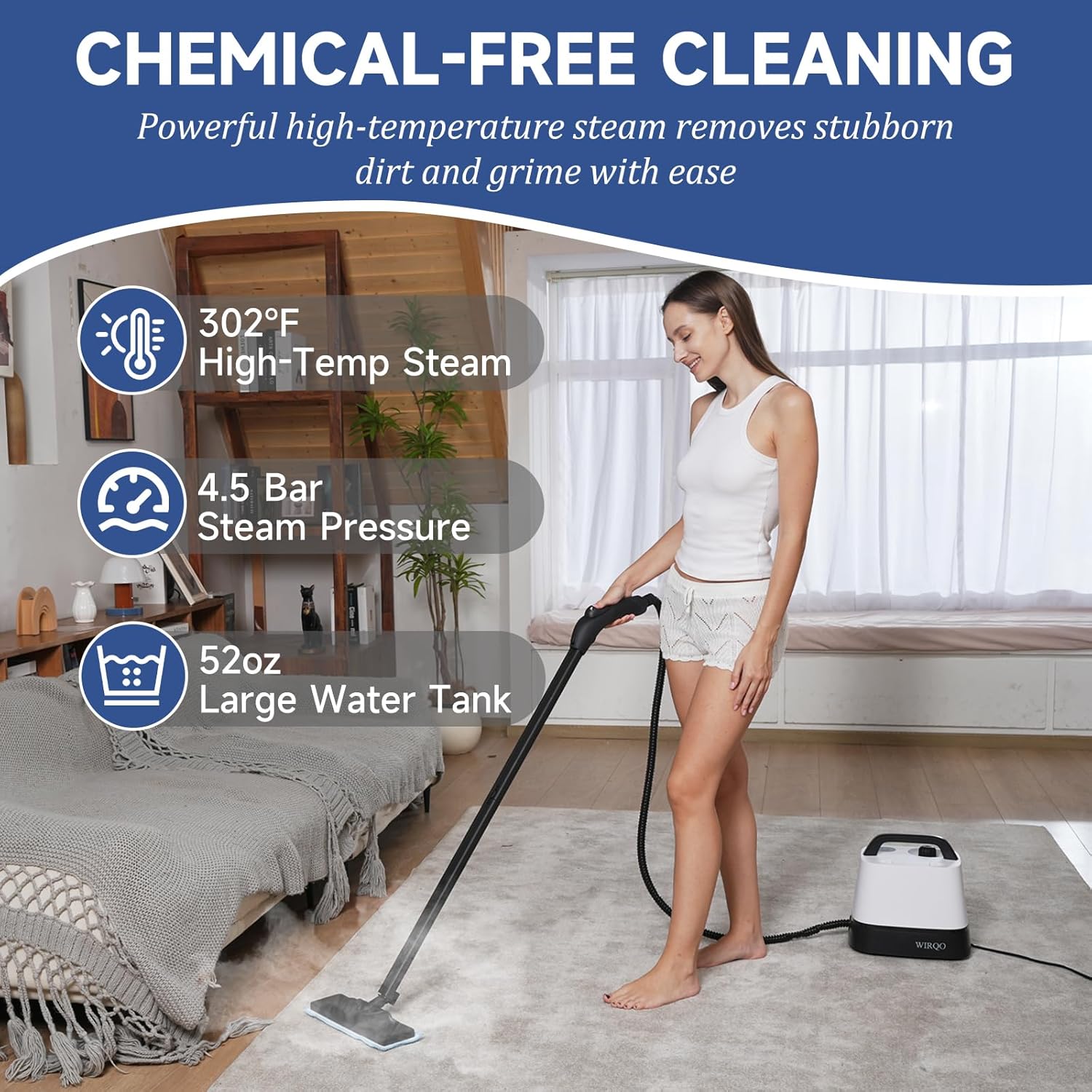 Steam Cleaner with 24-Piece Attachments, Multipurpose Steamer Mop for Home, Floor, Car, Grout