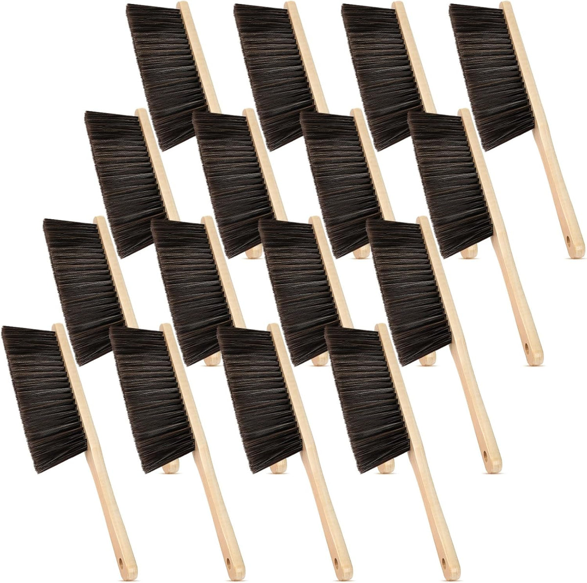 Tioncy 16 Pieces Wooden Dust Brush Bulk Hand Broom Bench Soft Bristle Cleaning Outdoor Furniture
