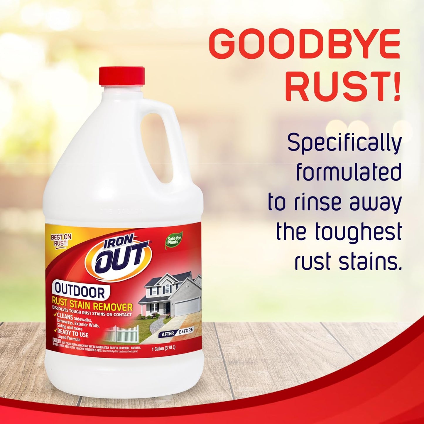 Iron OUT Liquid Rust Stain Remover, Pre-mixed, Quickly Removes Rust Stains from Concrete, Vinyl and