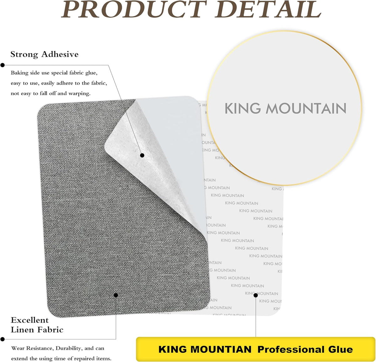 KING MOUNTAIN Coarse Linen Repair Patches, Self-Adhesive Linen Fabric Patches, 8X11 inch, Multi