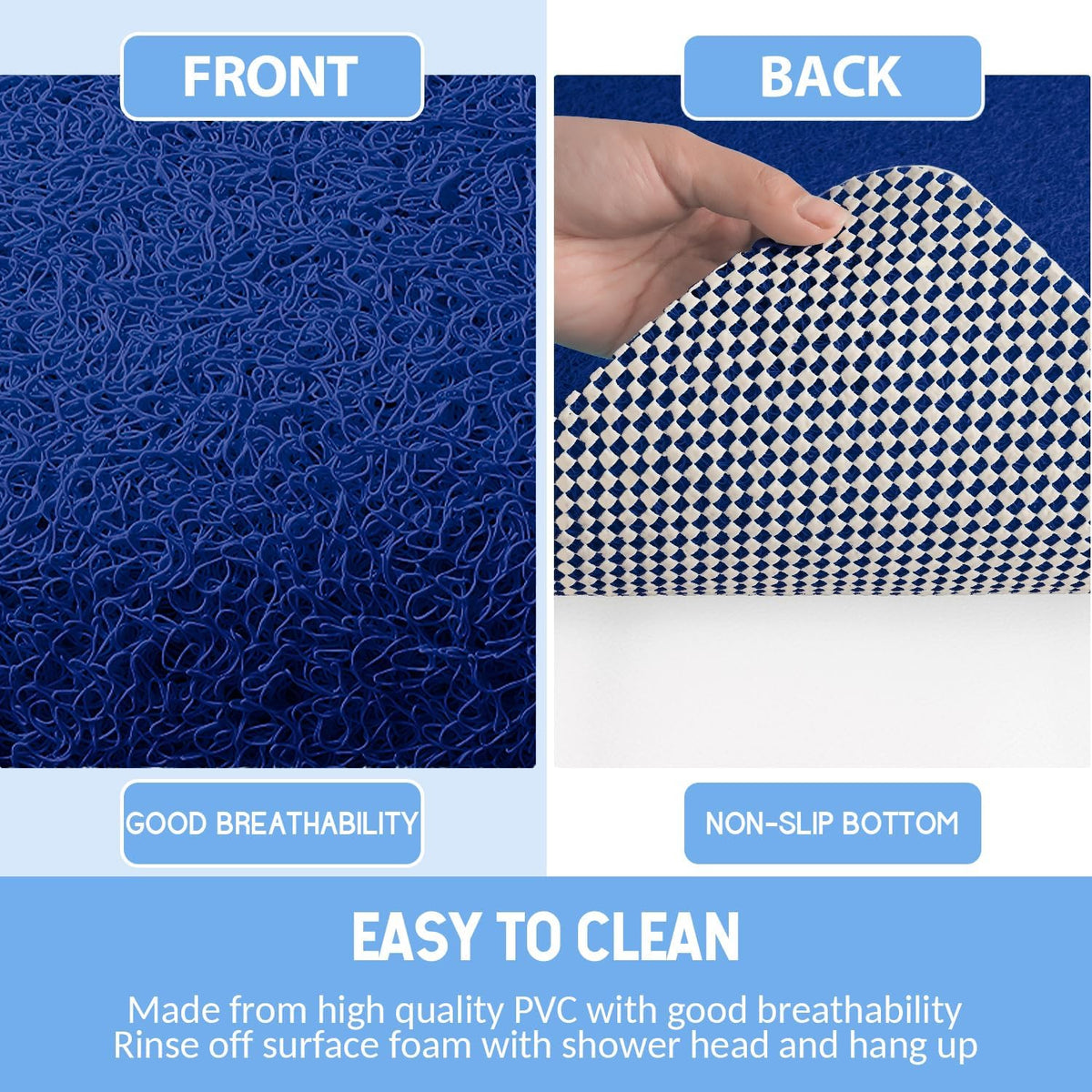 Non-Slip Bathtub Mat, Anti Slip Shower Mat, Fast Drying Bathtub Mats, Foot Scrubber Mat, Anti Slip