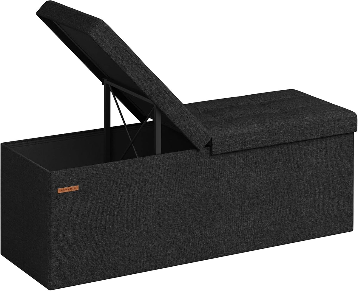 SONGMICS Mazie Collection - 43 Inches Storage Ottoman, Foldable Storage Bench with Flipping Lid