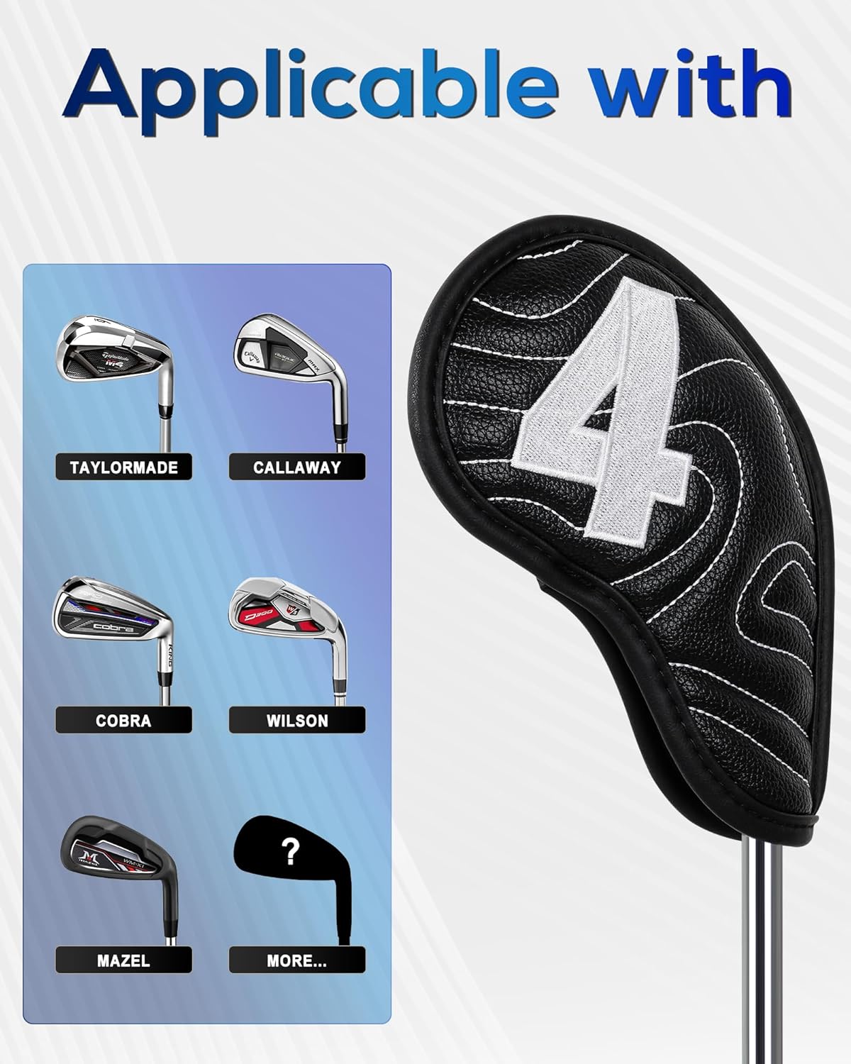 Big Teeth Golf Club Covers Full Set Driver Headcover Fairway Wood Hybrid Golf Club Iron Head