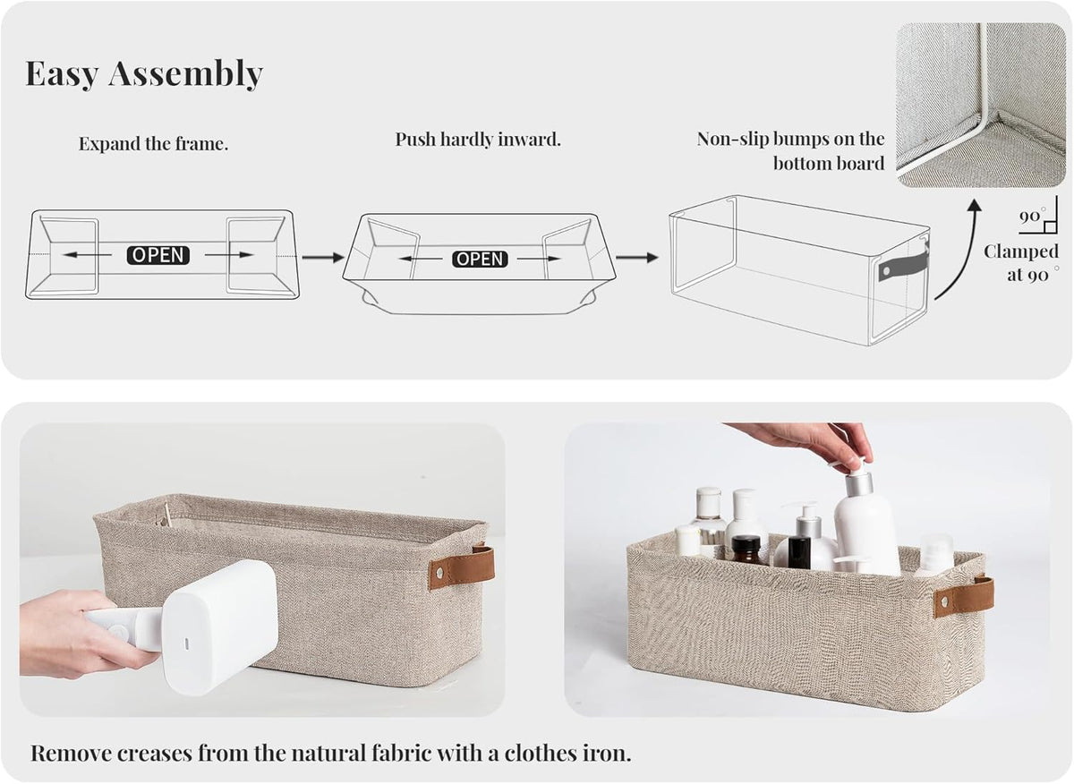 StorageWorks Narrow Storage Bins, Small Basket for Closet and Shelves, Fabric Organizer with