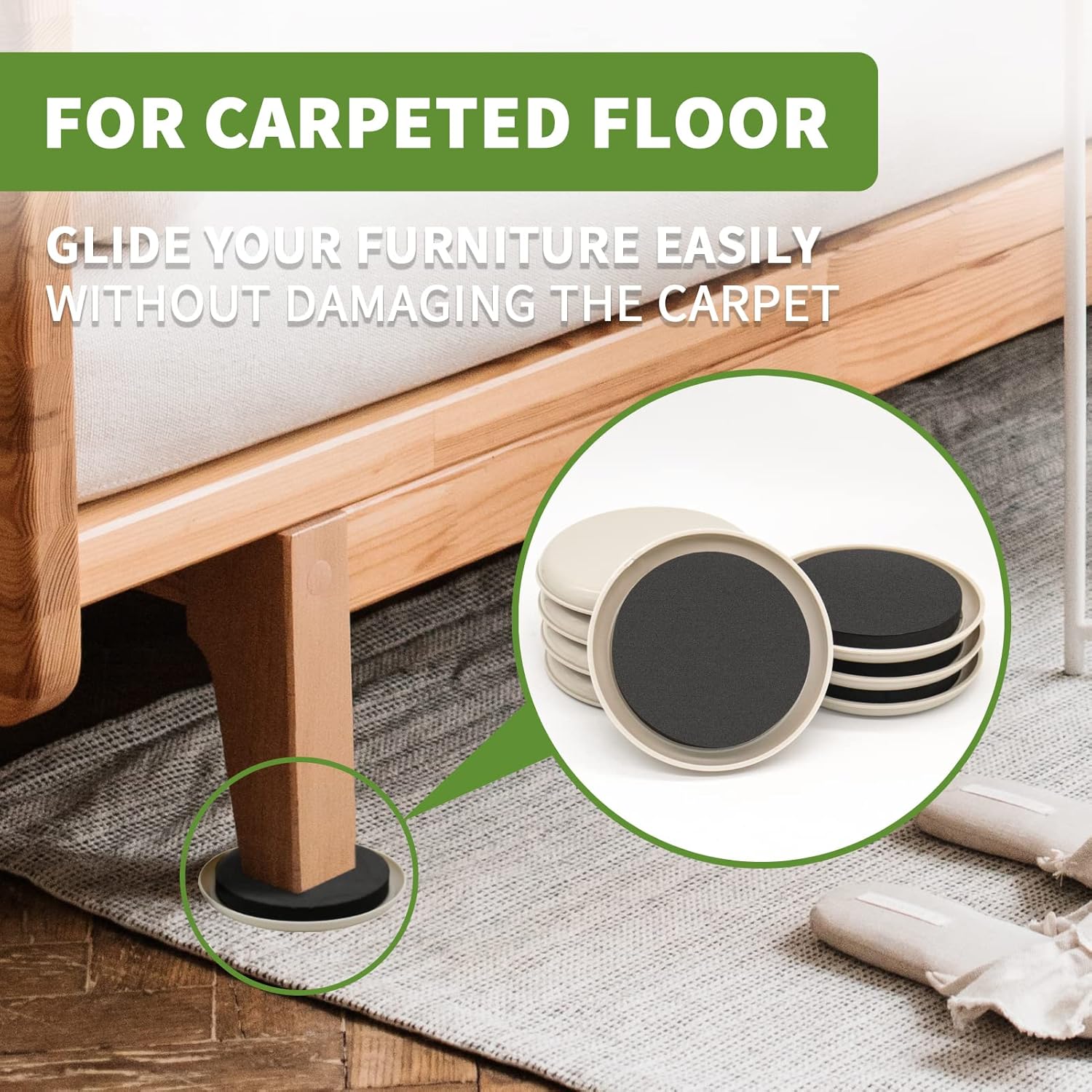 Furniture Sliders for Carpet 8 PCS - 4 3/4 inch Furniture Moving Slider Chair Legs Floors