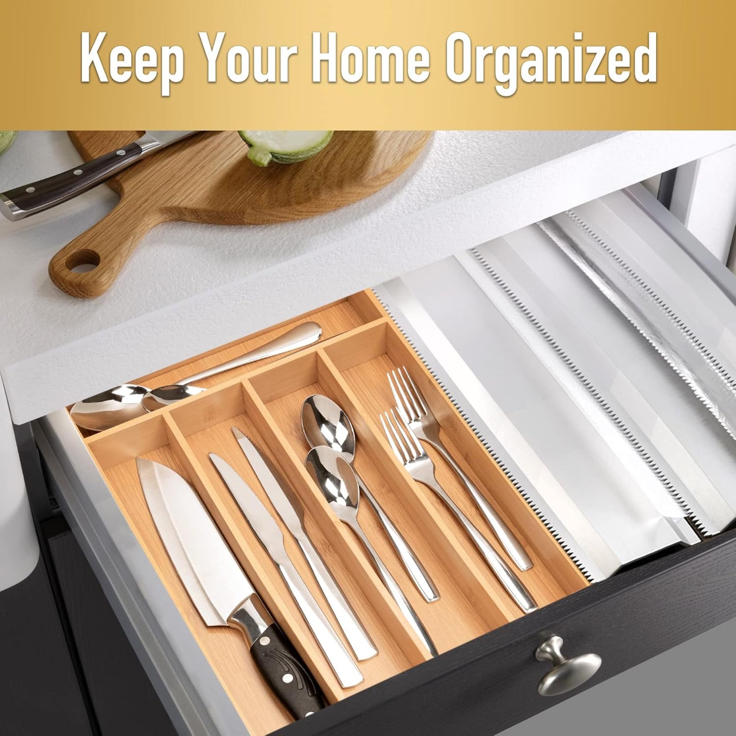 Silverware Organizer Kitchen Drawer Organizer Utensil Organizer Bamboo Silverware Holder Cutlery